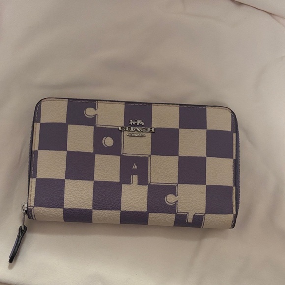 Coach Handbags - Coach Women's Wallet in Purple and Cream Checkered Design